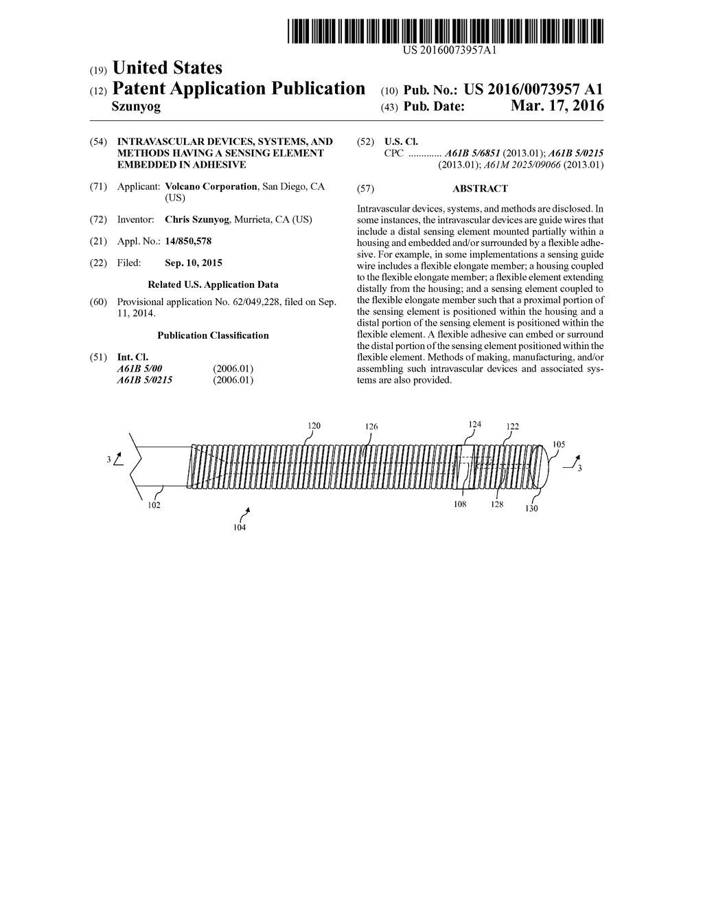 INTRAVASCULAR  DEVICES, SYSTEMS, AND METHODS HAVING A SENSING ELEMENT     EMBEDDED IN ADHESIVE - diagram, schematic, and image 01