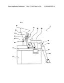 PARTICULATE MATERIAL SUPPLYING APPARATUS WITH A DOWNWARDLY SLANTING     DISCHARGE GUTTER WHICH ROTATES SIDE TO SIDE diagram and image