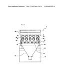 PARTICULATE MATERIAL SUPPLYING APPARATUS WITH A DOWNWARDLY SLANTING     DISCHARGE GUTTER WHICH ROTATES SIDE TO SIDE diagram and image