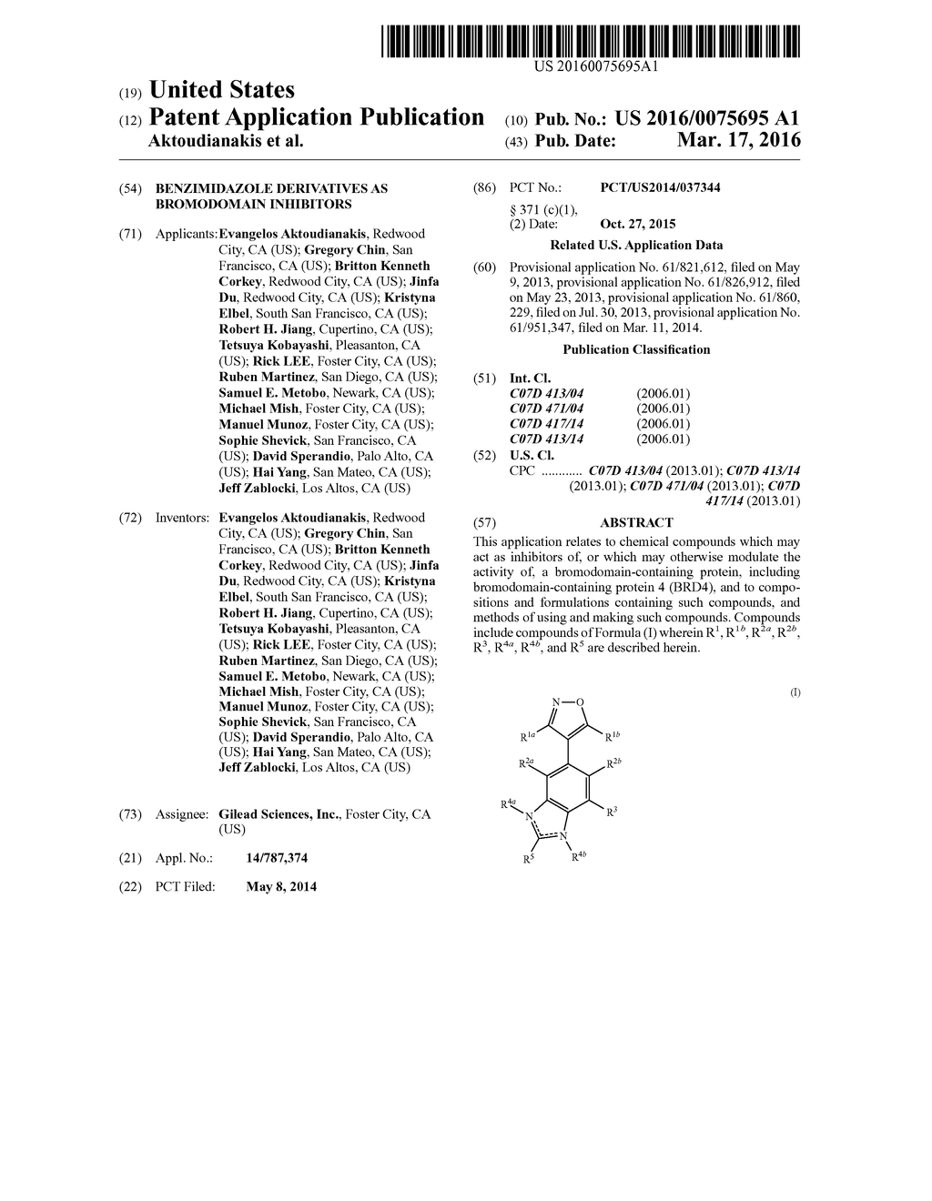 BENZIMIDAZOLE DERIVATIVES AS BROMODOMAIN INHIBITORS - diagram, schematic, and image 01