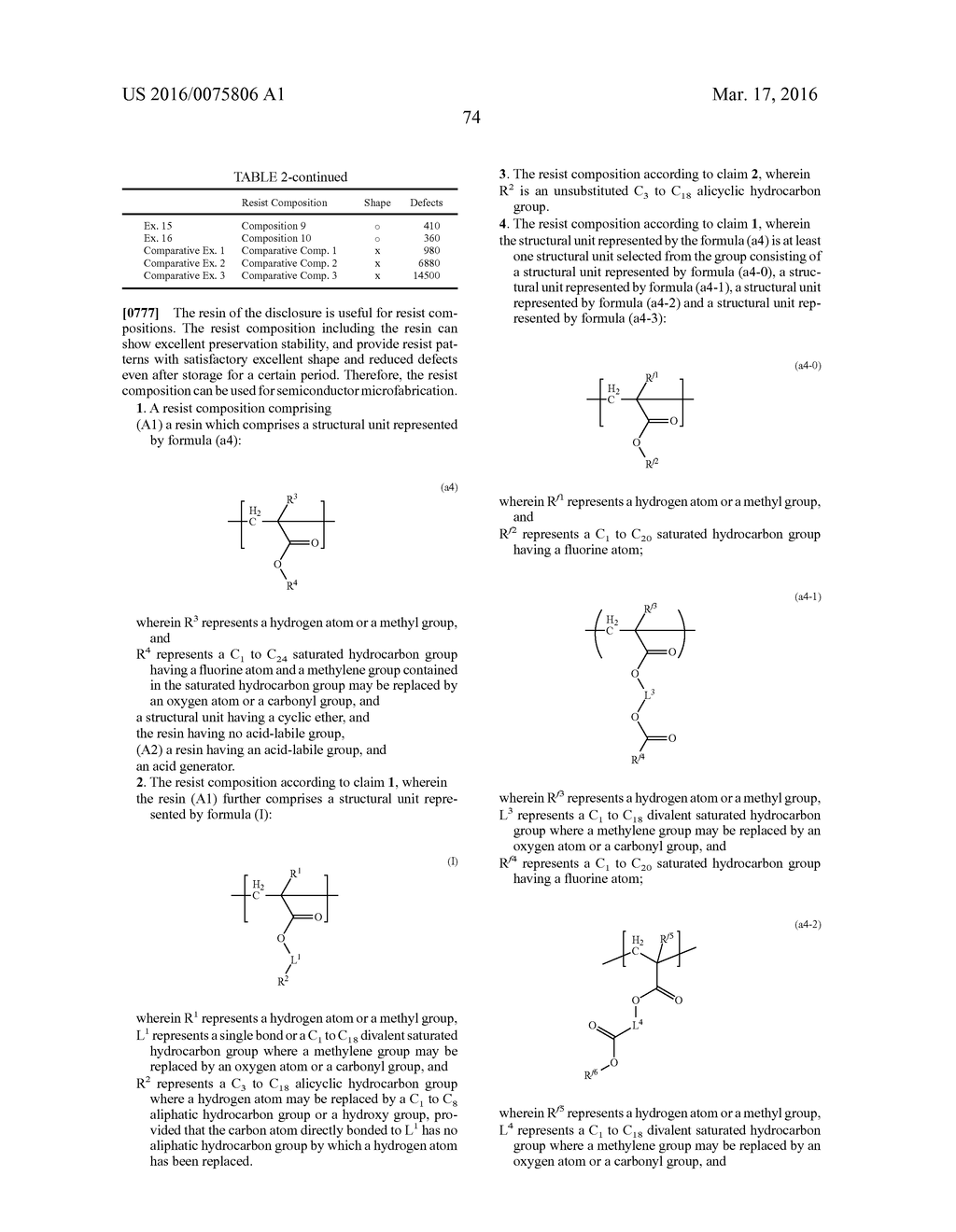 RESIN, RESIST COMPOSITION AND METHOD FOR PRODUCING RESIST PATTERN - diagram, schematic, and image 76