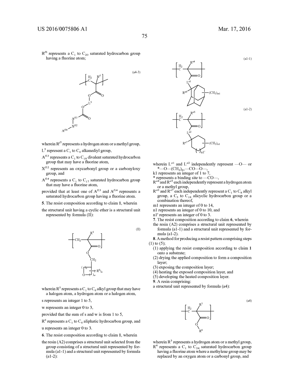 RESIN, RESIST COMPOSITION AND METHOD FOR PRODUCING RESIST PATTERN - diagram, schematic, and image 77