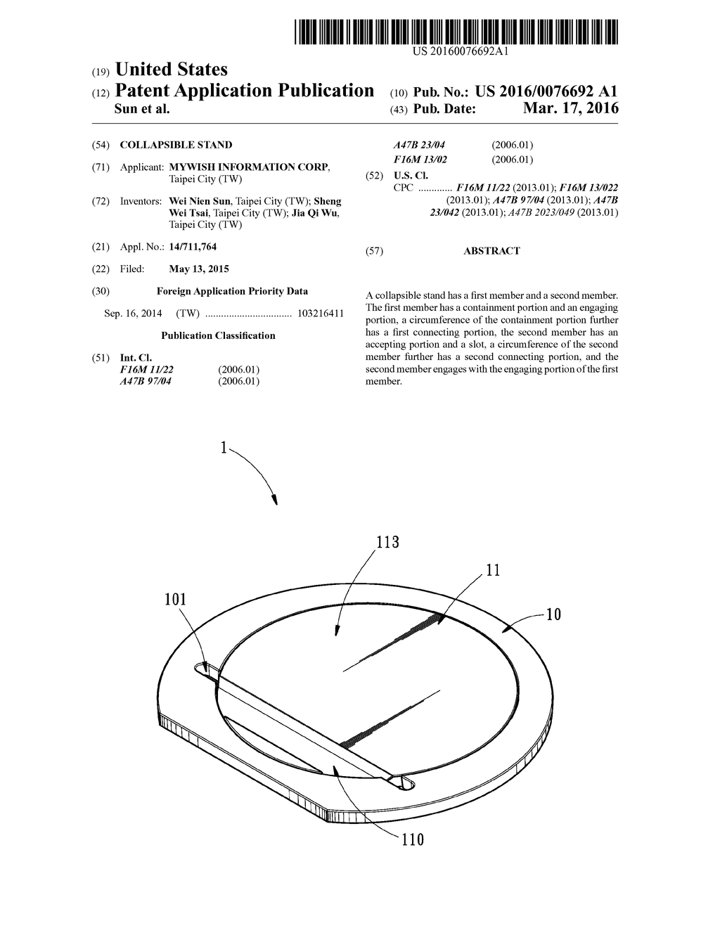 COLLAPSIBLE STAND - diagram, schematic, and image 01