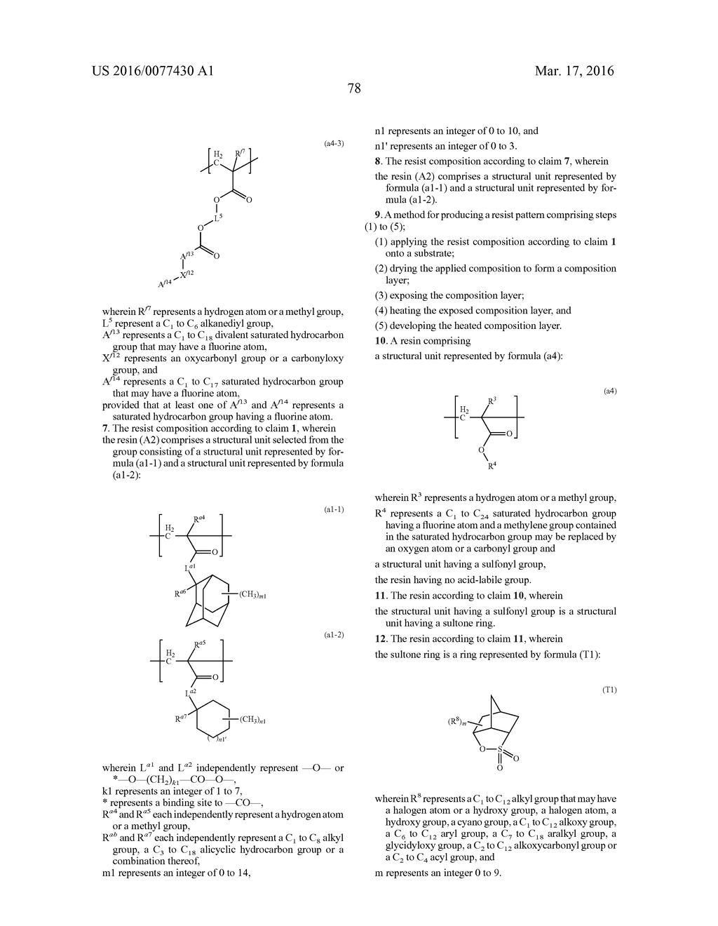 RESIN, RESIST COMPOSITION AND METHOD FOR PRODUCING RESIST PATTERN - diagram, schematic, and image 79