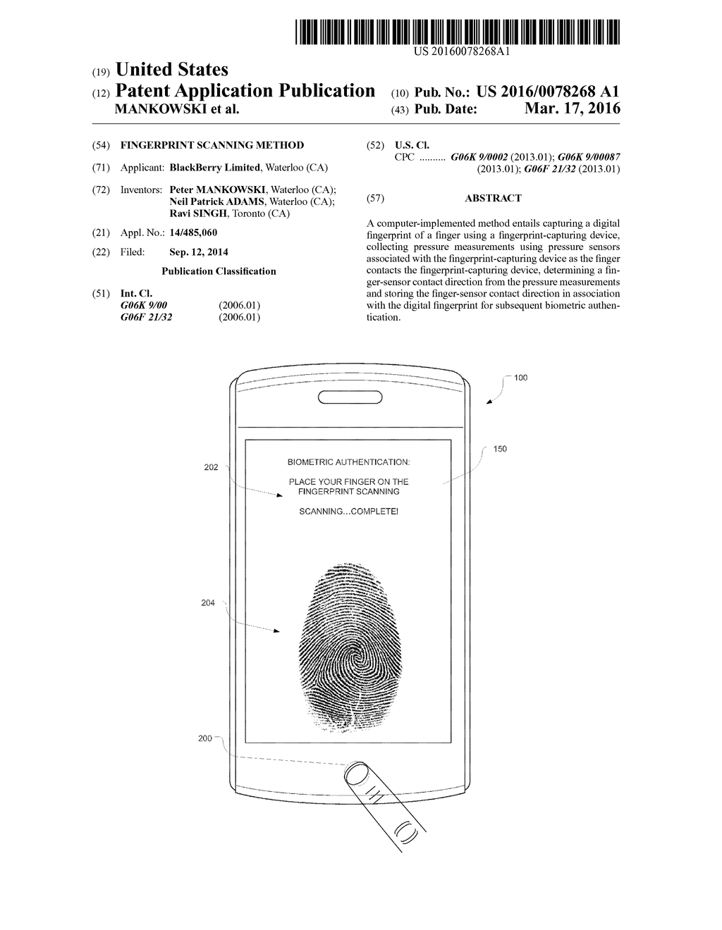 FINGERPRINT SCANNING METHOD - diagram, schematic, and image 01