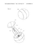 Ball with trajectory control for reconnaissance or recreation diagram and image