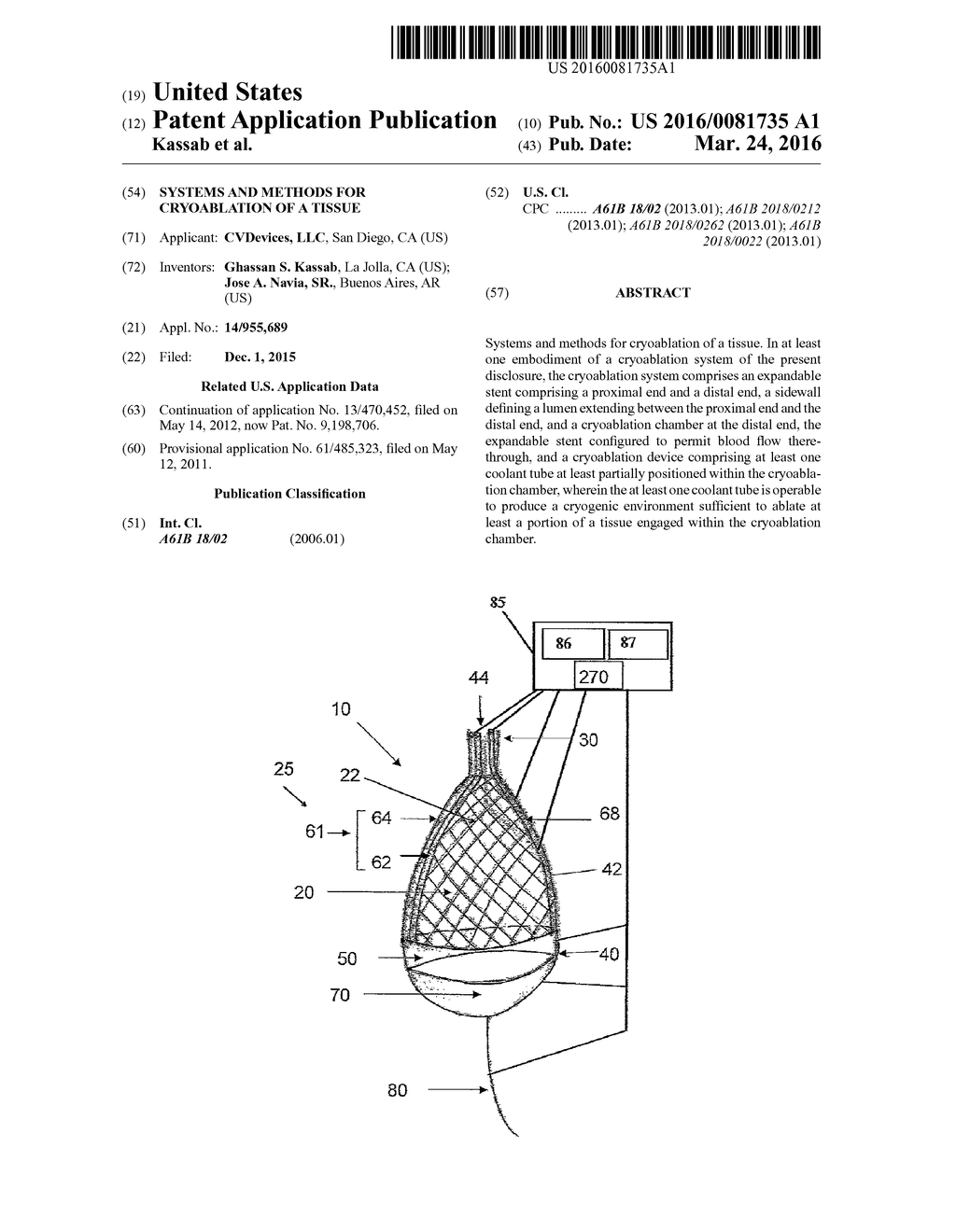 SYSTEMS AND METHODS FOR CRYOABLATION OF A TISSUE - diagram, schematic, and image 01