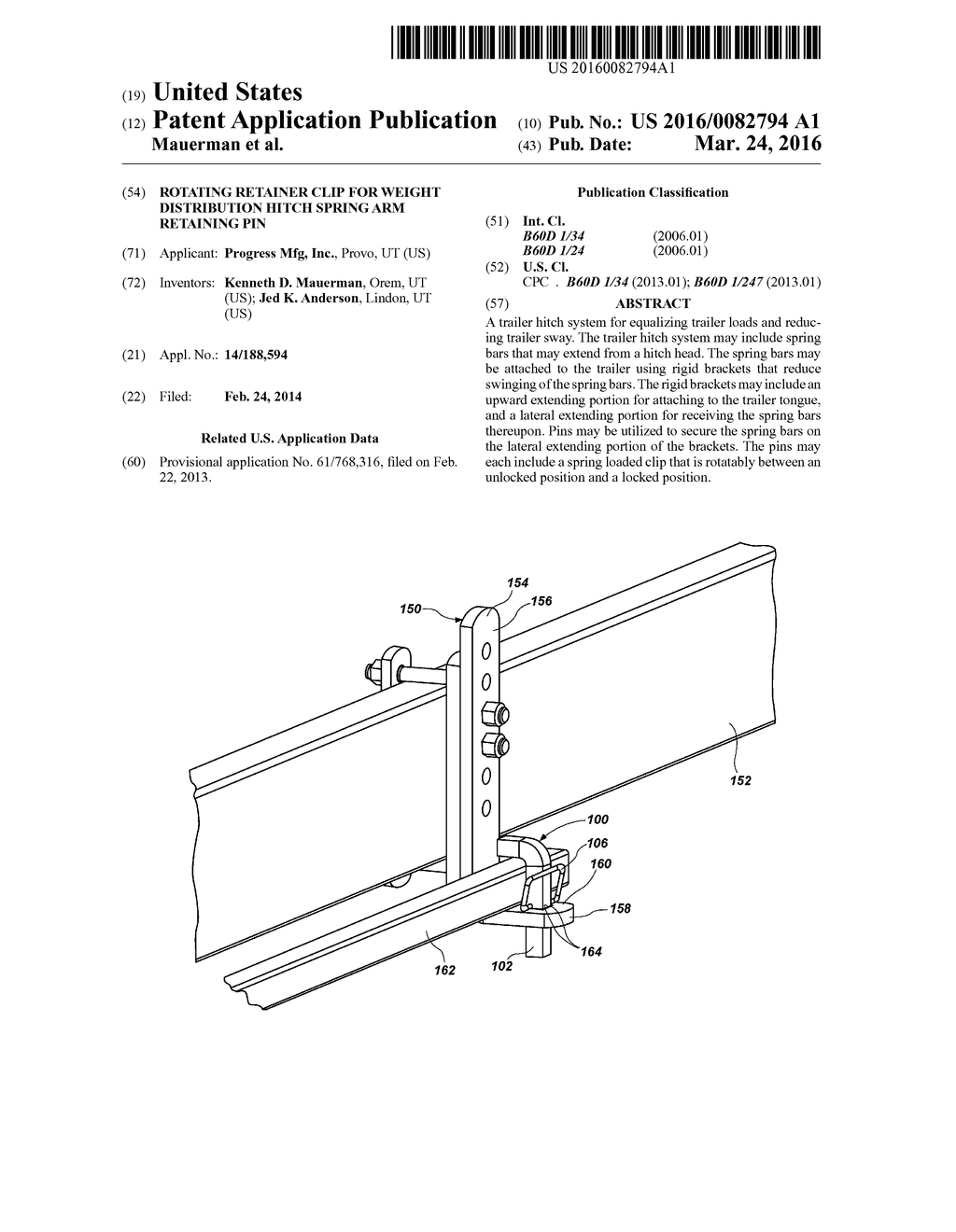 ROTATING RETAINER CLIP FOR WEIGHT DISTRIBUTION HITCH SPRING ARM RETAINING     PIN - diagram, schematic, and image 01