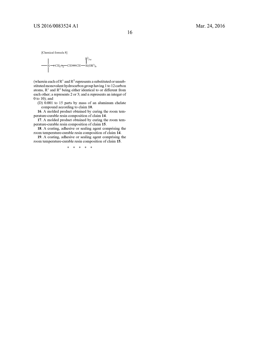 ALUMINUM CHELATE COMPOUND AND ROOM TEMPERATURE-CURABLE RESIN COMPOSITION     CONTAINING SAME - diagram, schematic, and image 20