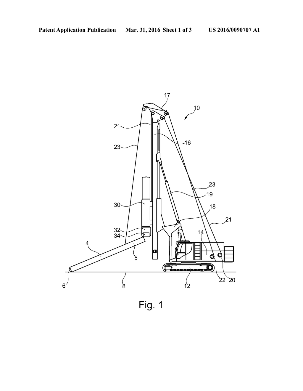 PILE-DRIVING APPARATUS AND METHOD FOR DRIVING A PILE ELEMENT INTO THE     GROUND - diagram, schematic, and image 02