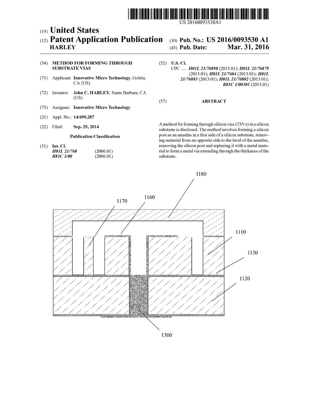 METHOD FOR FORMING THROUGH SUBSTRATE VIAS - diagram, schematic, and image 01