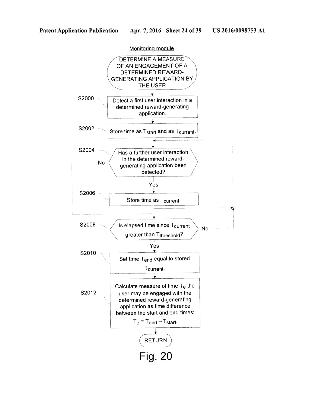 MONITORING AN APPLICATION ON A PROCESSING DEVICE AND GENERATING REWARDS - diagram, schematic, and image 25