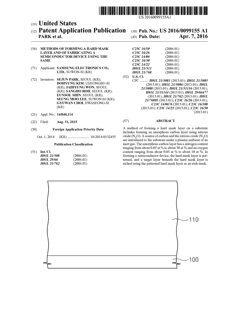 METHODS OF FORMING A HARD MASK LAYER AND OF FABRICATING A SEMICONDUCTOR     DEVICE USING THE SAME - diagram, schematic, and image 01