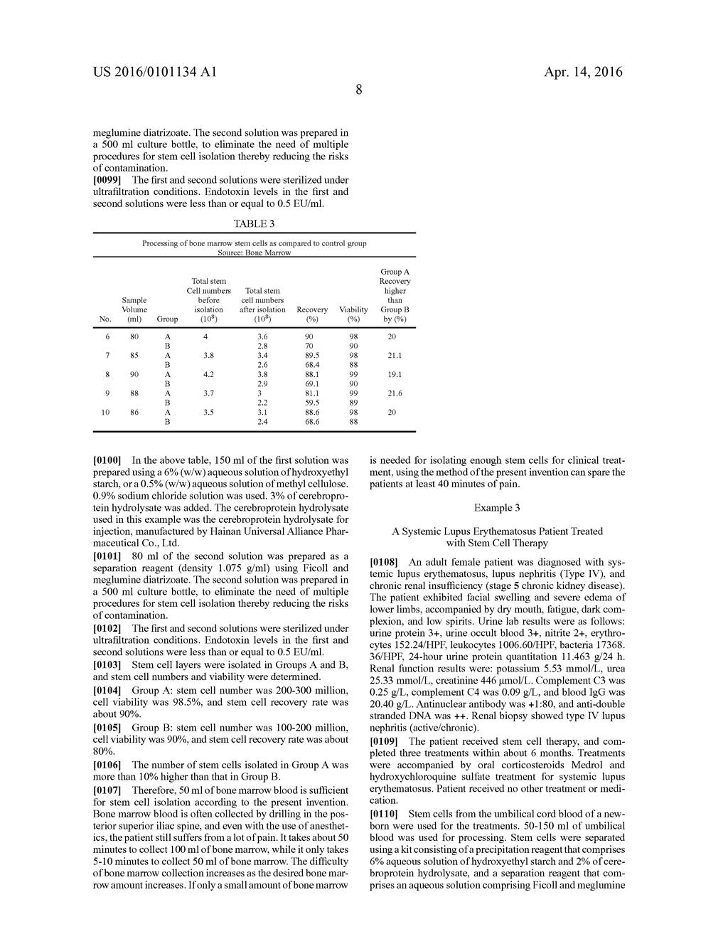 KITS AND METHODS FOR PROCESSING STEM CELLS FROM BONE MARROW OR UMBILICAL     CORD BLOOD - diagram, schematic, and image 10