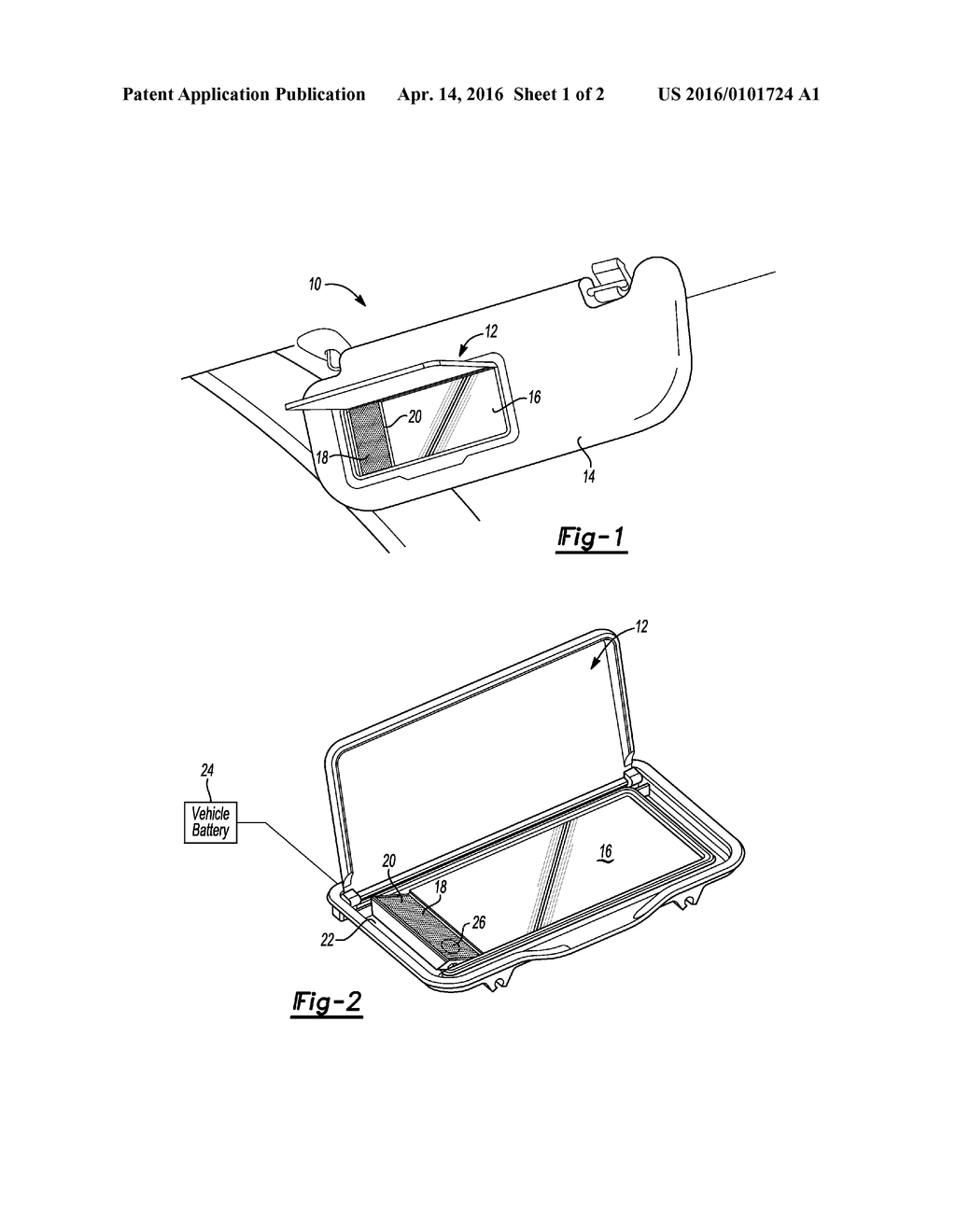 Lighted Visor Mirror with a Removable Lighting Module - diagram, schematic, and image 02