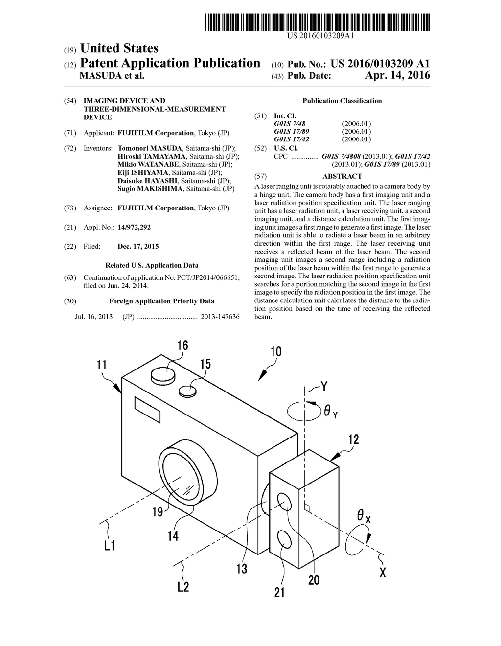 IMAGING DEVICE AND THREE-DIMENSIONAL-MEASUREMENT DEVICE - diagram, schematic, and image 01