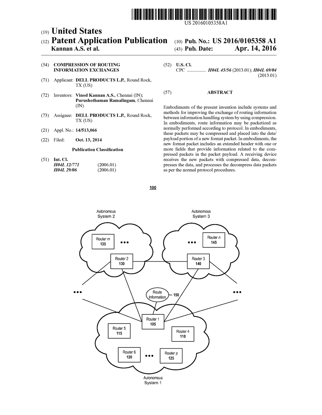 COMPRESSION OF ROUTING INFORMATION EXCHANGES - diagram, schematic, and image 01