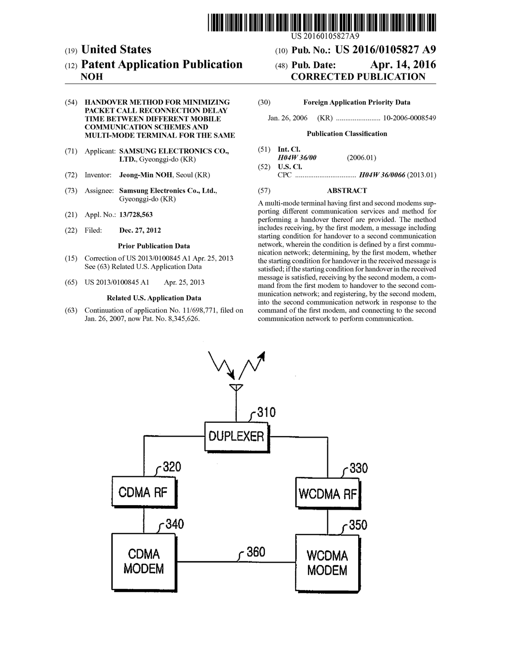 HANDOVER METHOD FOR MINIMIZING PACKET CALL RECONNECTION DELAY TIME BETWEEN     DIFFERENT MOBILE COMMUNICATION SCHEMES AND MULTI-MODE TERMINAL FOR THE     SAME - diagram, schematic, and image 01