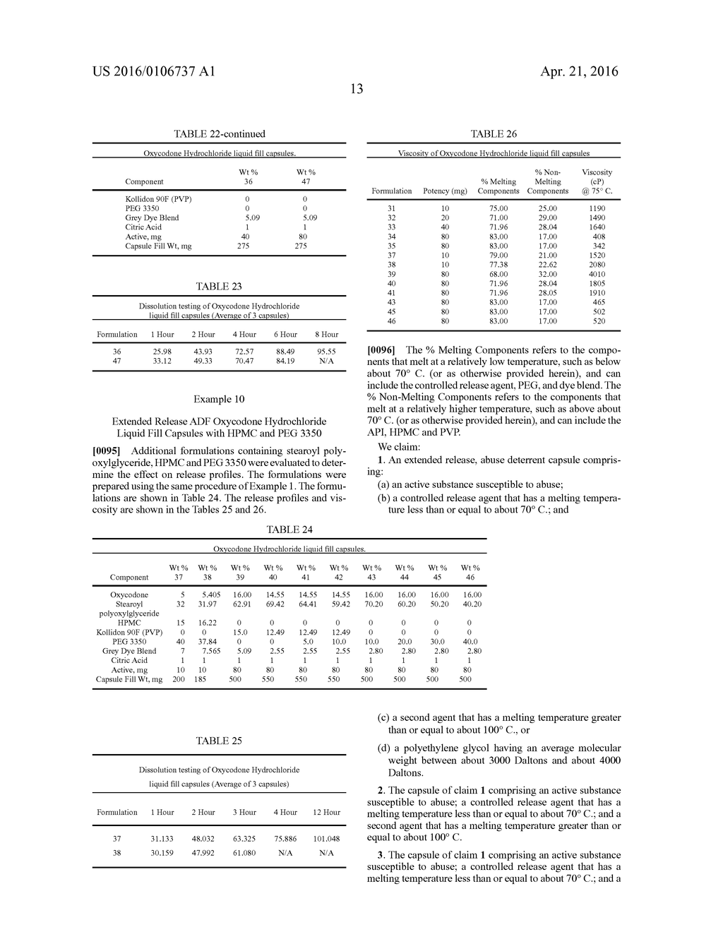 Extended Release Abuse Deterrent Liquid Fill Dosage Form - diagram, schematic, and image 21