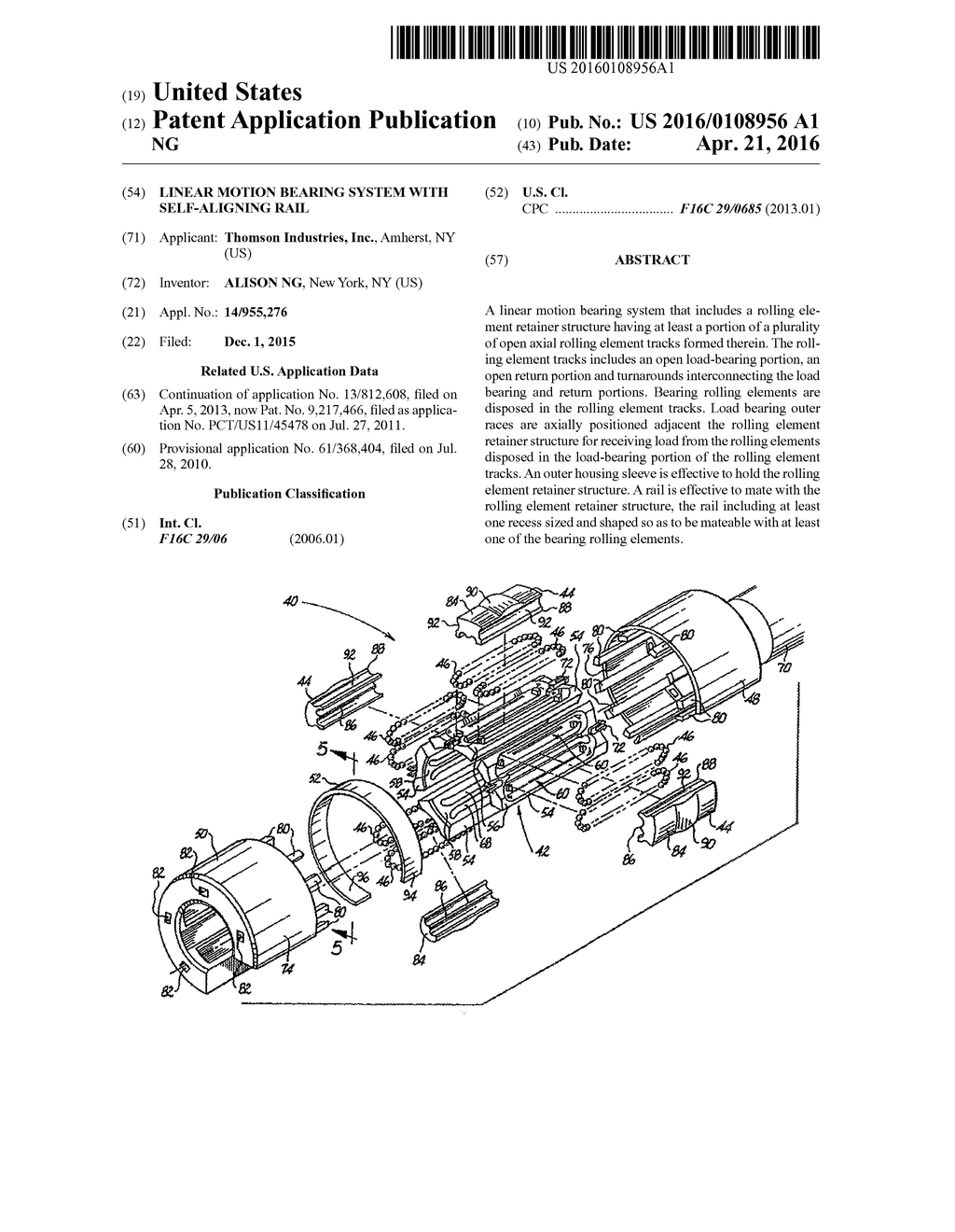 LINEAR MOTION BEARING SYSTEM WITH SELF-ALIGNING RAIL - diagram, schematic, and image 01