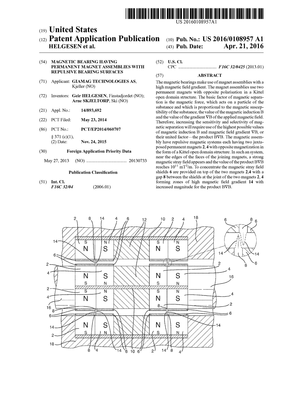 MAGNETIC BEARING HAVING PERMANENT MAGNET ASSEMBLIES WITH REPULSIVE BEARING     SURFACES - diagram, schematic, and image 01