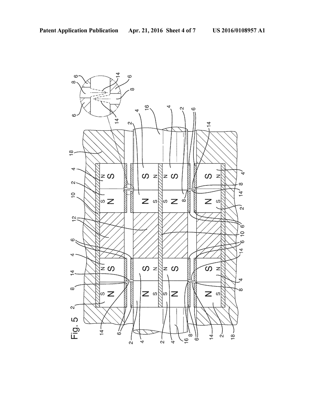 MAGNETIC BEARING HAVING PERMANENT MAGNET ASSEMBLIES WITH REPULSIVE BEARING     SURFACES - diagram, schematic, and image 05