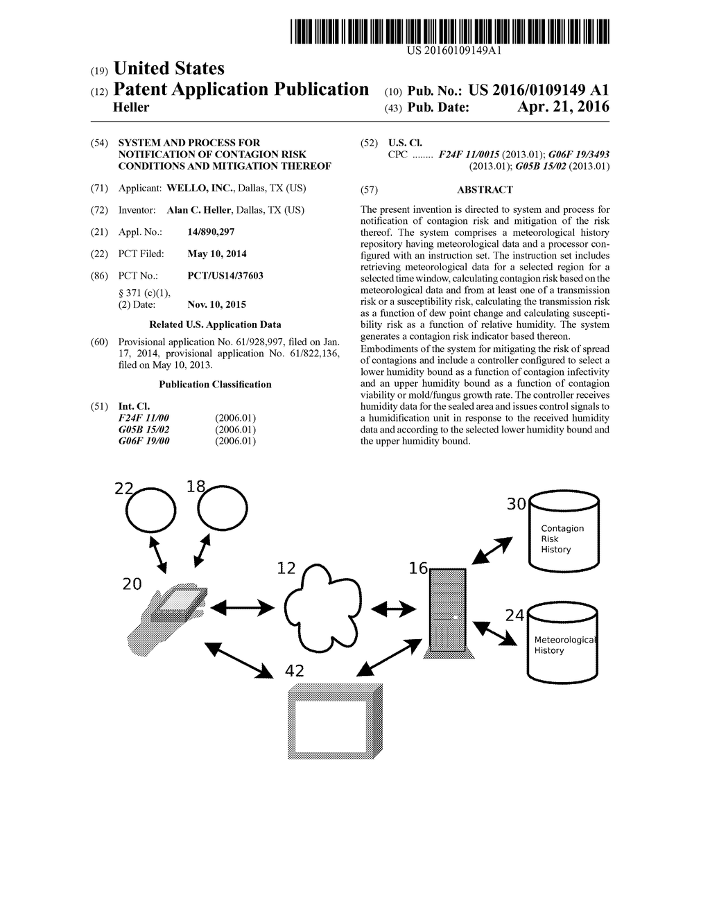 SYSTEM AND PROCESS FOR NOTIFICATION OF CONTAGION RISK CONDITIONS AND     MITIGATION THEREOF - diagram, schematic, and image 01