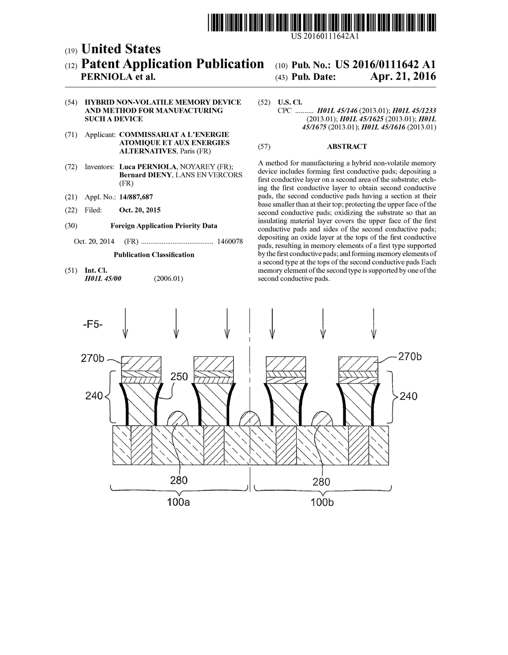 HYBRID NON-VOLATILE MEMORY DEVICE AND METHOD FOR MANUFACTURING SUCH A     DEVICE - diagram, schematic, and image 01