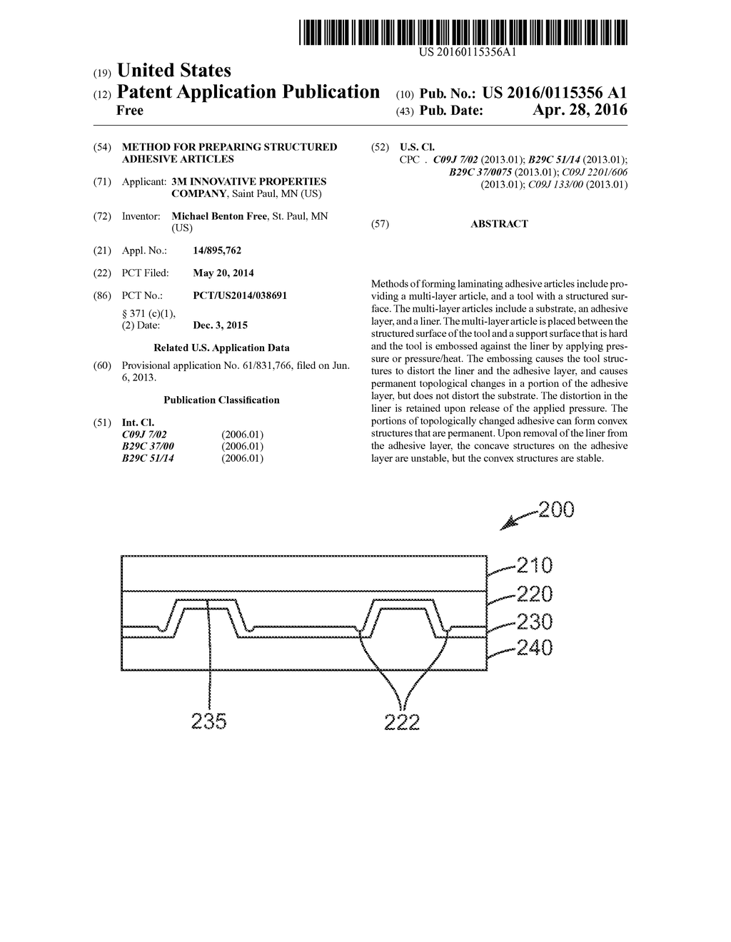 METHOD FOR PREPARING STRUCTURED ADHESIVE ARTICLES - diagram, schematic, and image 01