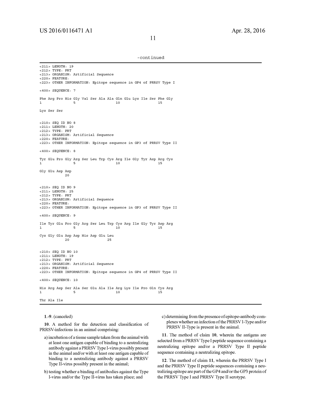 METHOD FOR THE DETECTION AND CLASSIFICATION OF PRRSV-INFECTIONS IN SWINE     HERDS AND DIAGNOSTIC ANTIGEN COMPOSITIONS FOR SUCH METHODS - diagram, schematic, and image 15