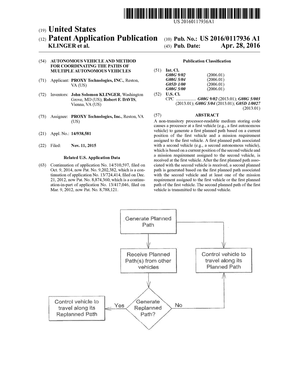 AUTONOMOUS VEHICLE AND METHOD FOR COORDINATING THE PATHS OF MULTIPLE     AUTONOMOUS VEHICLES - diagram, schematic, and image 01