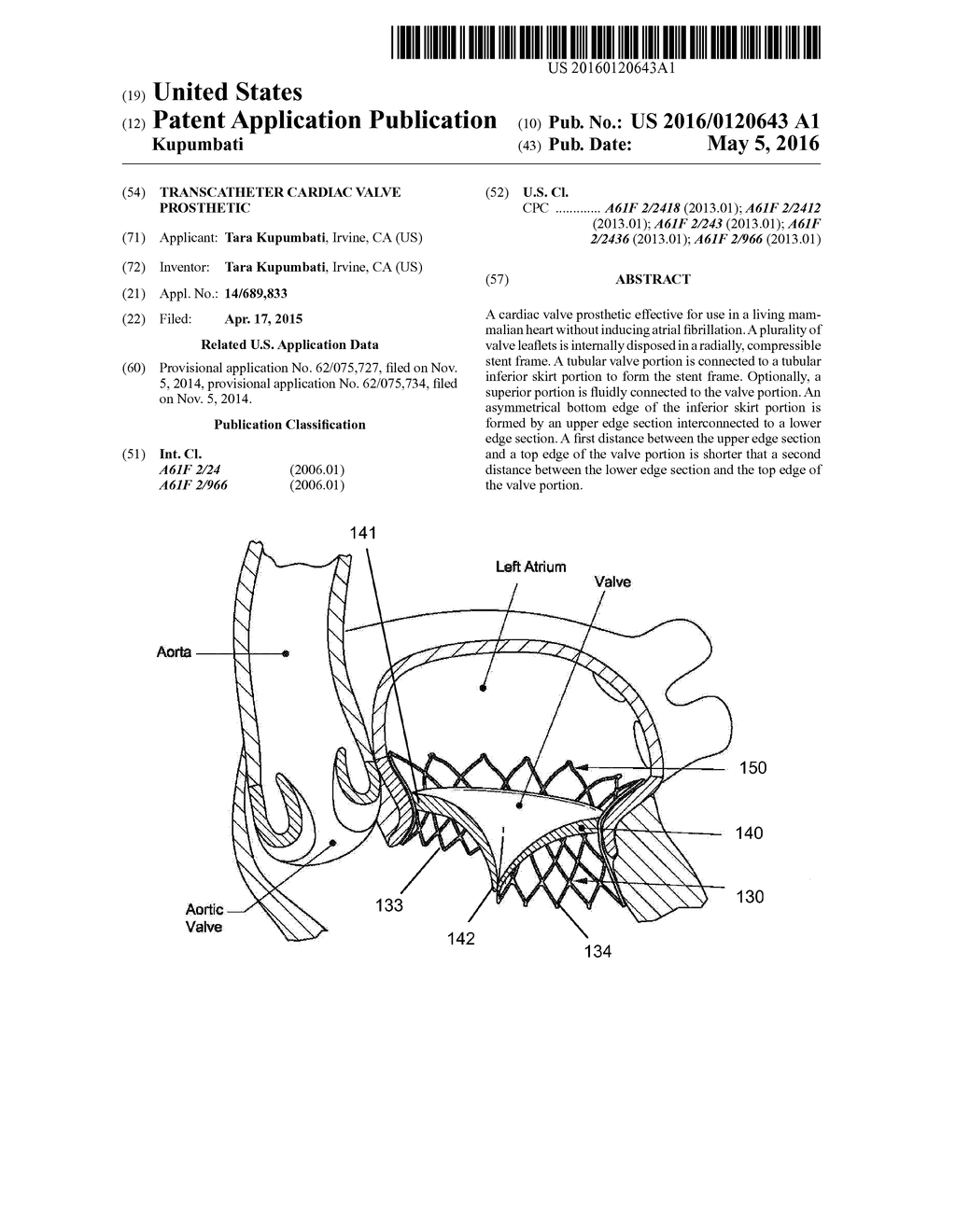 TRANSCATHETER CARDIAC VALVE PROSTHETIC - diagram, schematic, and image 01