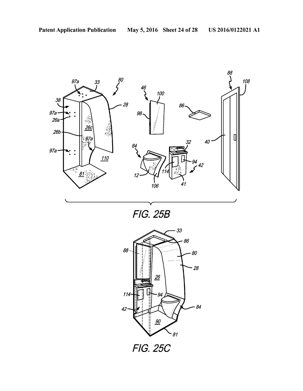 LAVATORY WITH RECESSED FLIGHT ATTENDANT SEAT - diagram, schematic, and image 25