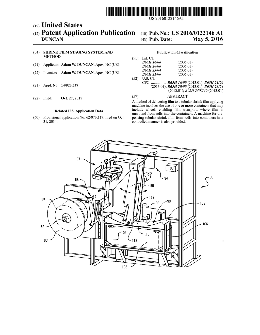 SHRINK FILM STAGING SYSTEM AND METHOD - diagram, schematic, and image 01