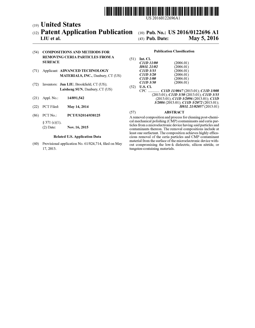 COMPOSITIONS AND METHODS FOR REMOVING CERIA PARTICLES FROM A SURFACE - diagram, schematic, and image 01