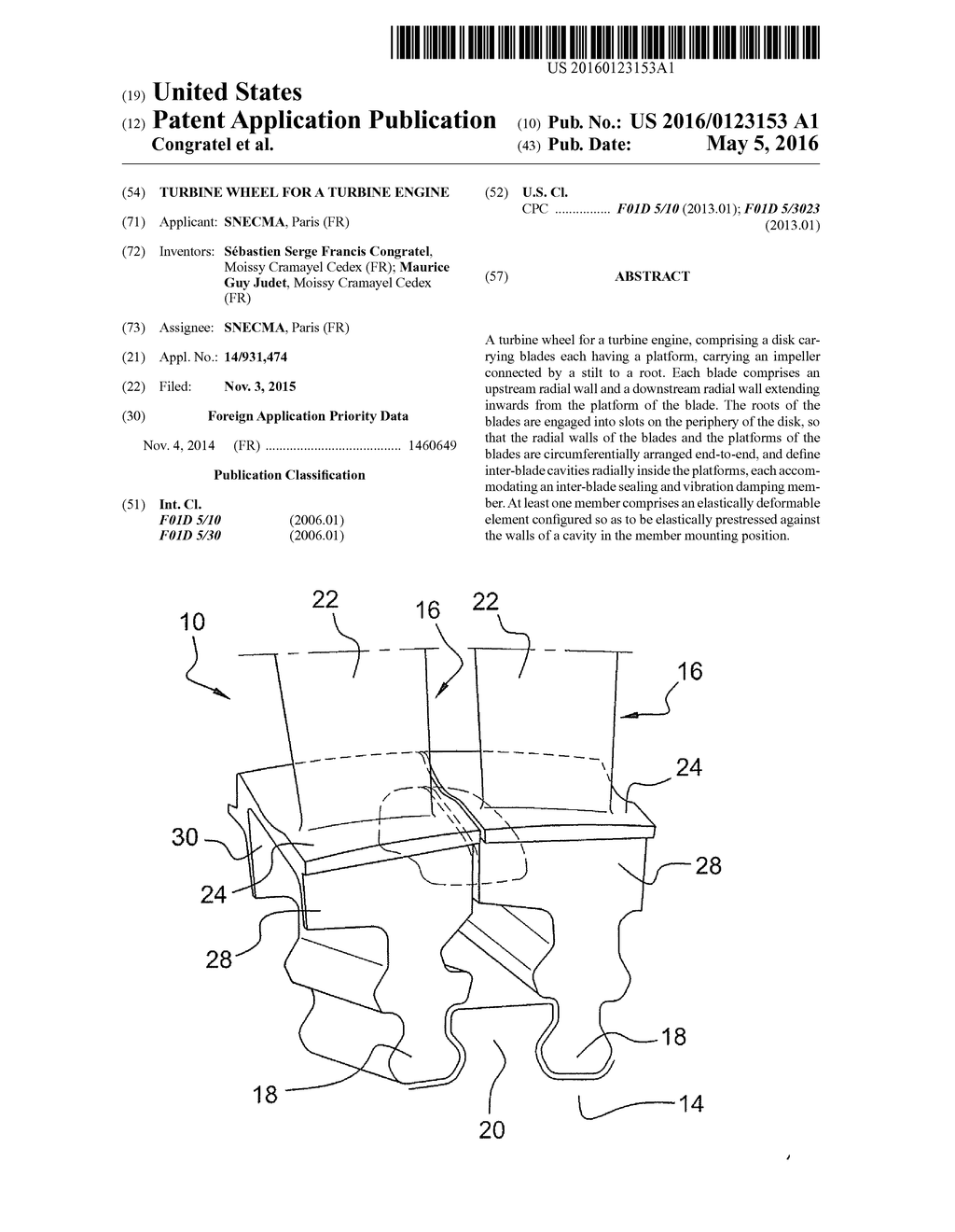 TURBINE WHEEL FOR A TURBINE ENGINE - diagram, schematic, and image 01