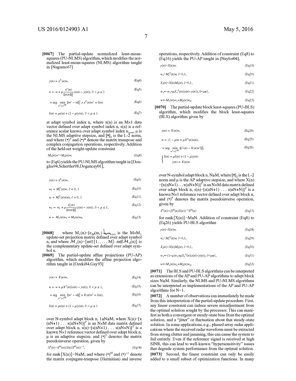 Subspace-constrained partial update method for high-dimensional adaptive     processing systems - diagram, schematic, and image 14