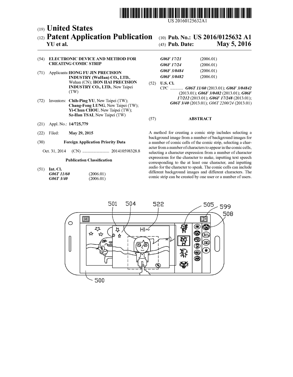 ELECTRONIC DEVICE AND METHOD FOR CREATING COMIC STRIP - diagram, schematic, and image 01