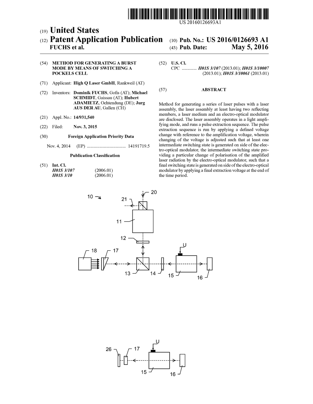 METHOD FOR GENERATING A BURST MODE BY MEANS OF SWITCHING A POCKELS CELL - diagram, schematic, and image 01