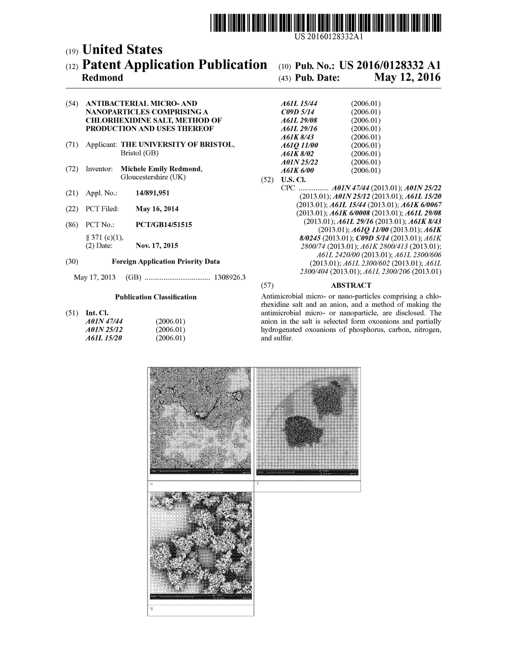 ANTIBACTERIAL MICRO- AND NANOPARTICLES COMPRISING A CHLORHEXIDINE SALT,     METHOD OF PRODUCTION AND USES THEREOF - diagram, schematic, and image 01