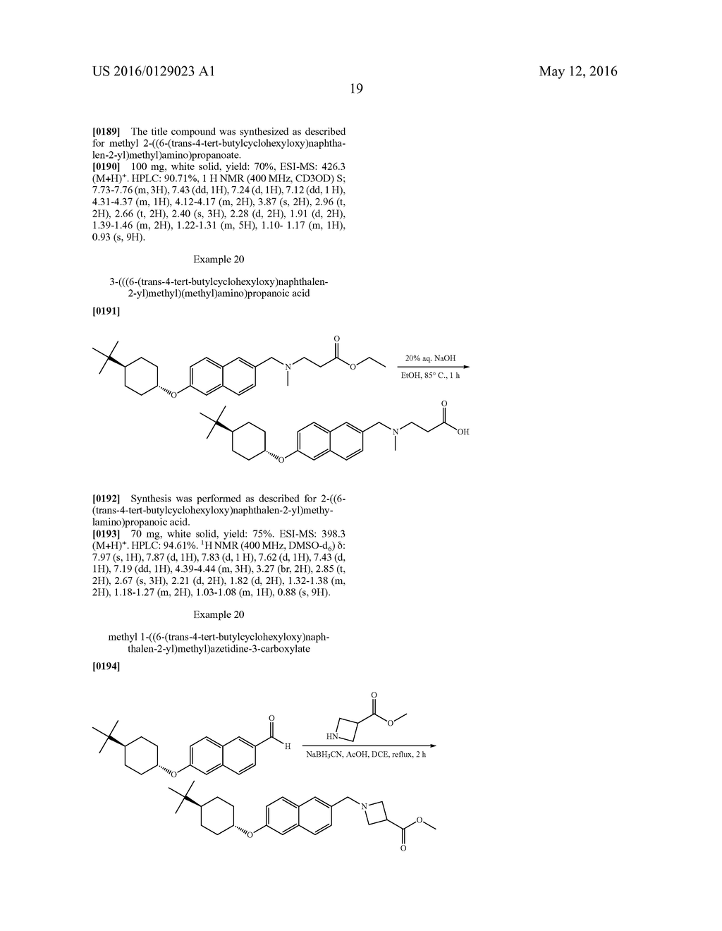 BICYCLIC ARYL SPHINGOSINE 1-PHOSPHATE ANALOGS - diagram, schematic, and image 20