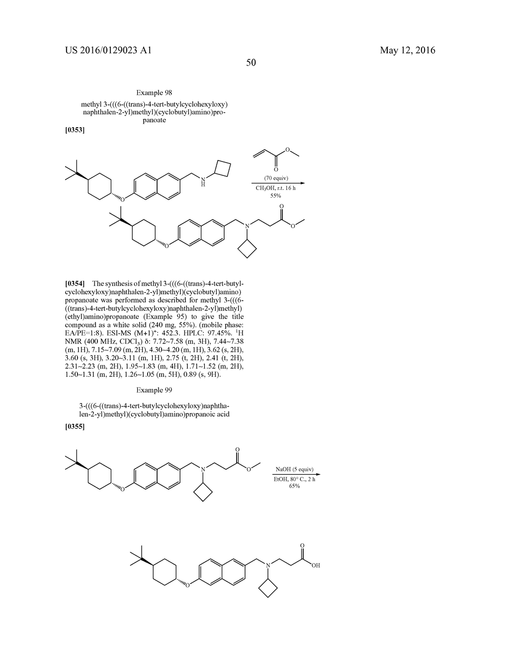 BICYCLIC ARYL SPHINGOSINE 1-PHOSPHATE ANALOGS - diagram, schematic, and image 51