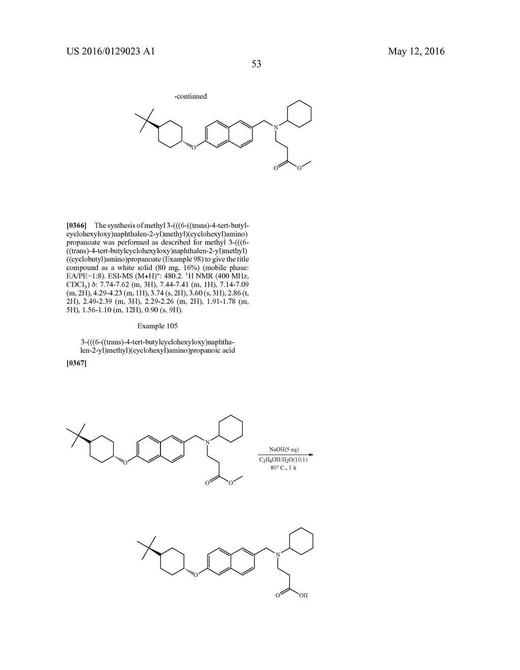 BICYCLIC ARYL SPHINGOSINE 1-PHOSPHATE ANALOGS - diagram, schematic, and image 54