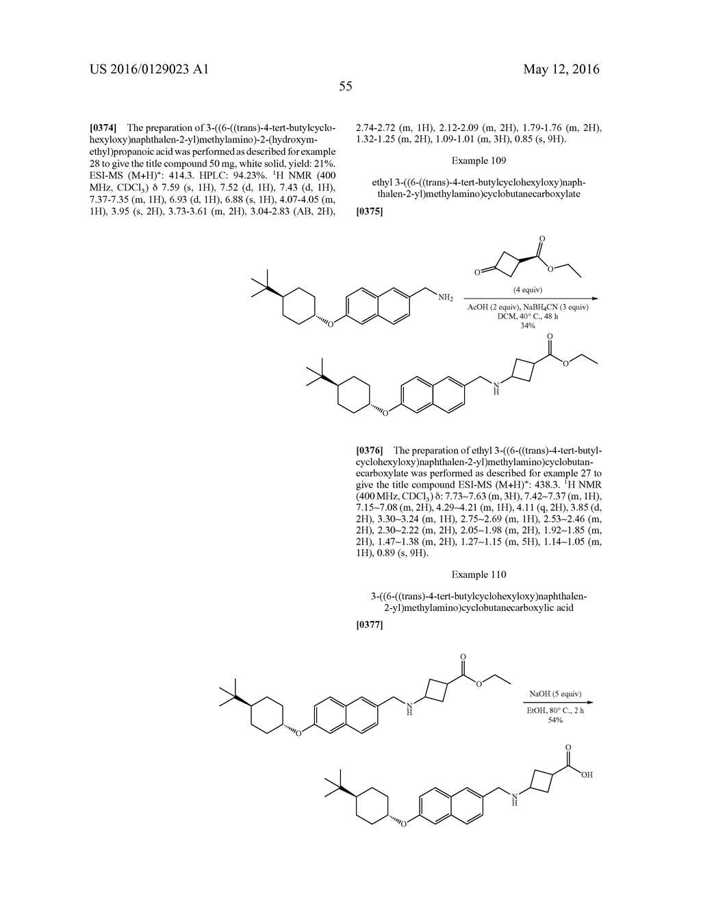 BICYCLIC ARYL SPHINGOSINE 1-PHOSPHATE ANALOGS - diagram, schematic, and image 56