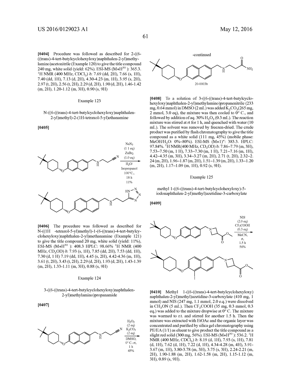 BICYCLIC ARYL SPHINGOSINE 1-PHOSPHATE ANALOGS - diagram, schematic, and image 62