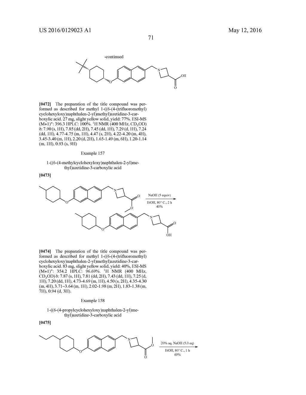 BICYCLIC ARYL SPHINGOSINE 1-PHOSPHATE ANALOGS - diagram, schematic, and image 72