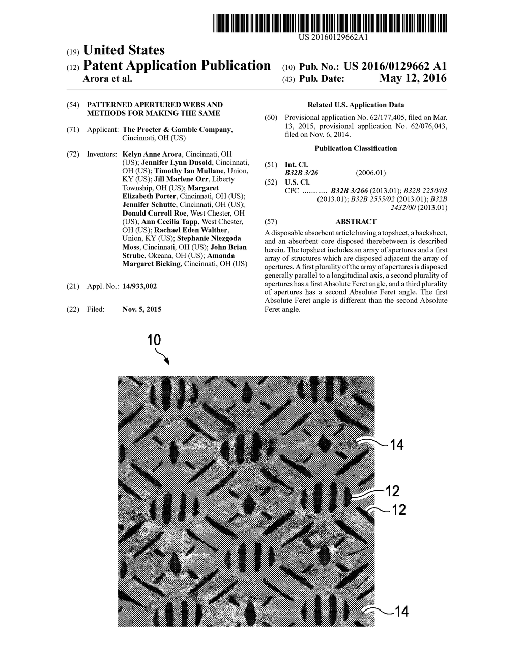 PATTERNED APERTURED WEBS AND METHODS FOR MAKING THE SAME - diagram, schematic, and image 01