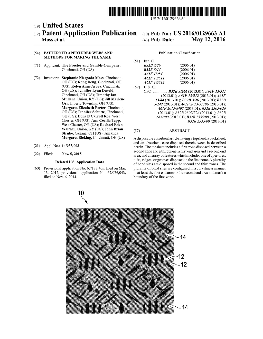 PATTERNED APERTURED WEBS AND METHODS FOR MAKING THE SAME - diagram, schematic, and image 01