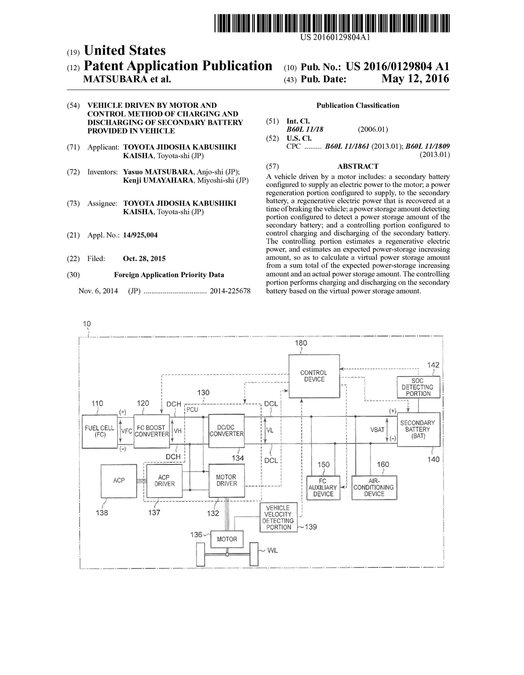 VEHICLE DRIVEN BY MOTOR AND CONTROL METHOD OF CHARGING AND DISCHARGING OF     SECONDARY BATTERY PROVIDED IN VEHICLE - diagram, schematic, and image 01