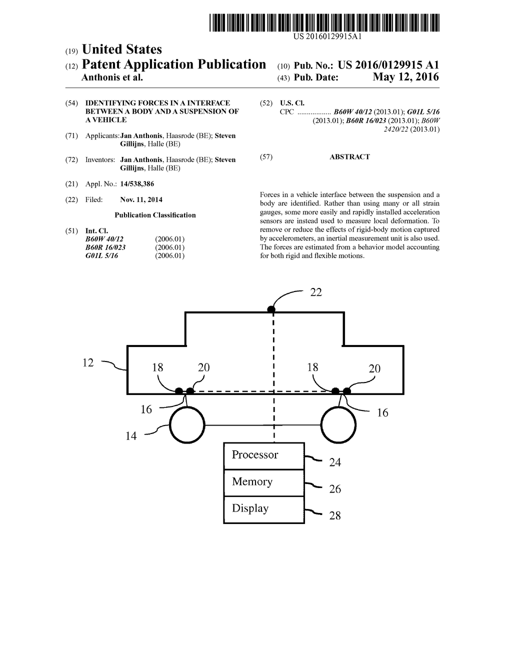 Identifying Forces in a Interface Between a Body and a Suspension of a     Vehicle - diagram, schematic, and image 01